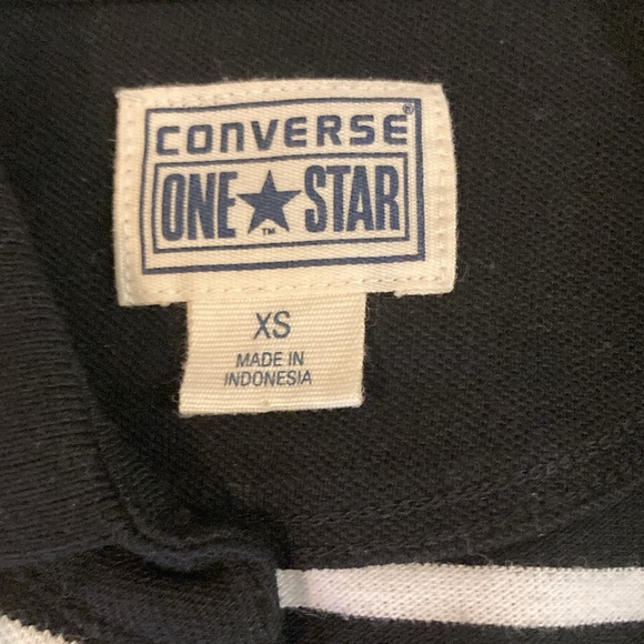 Converse black and white striped polo style collared shirt - Picture 2 of 10